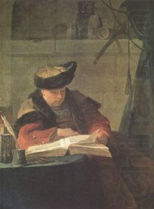 Le Souffleur(Portrait of Joseph Aved,the Painter,Known as A Chemist in His Laboratory) (mk05), Jean Baptiste Simeon Chardin
